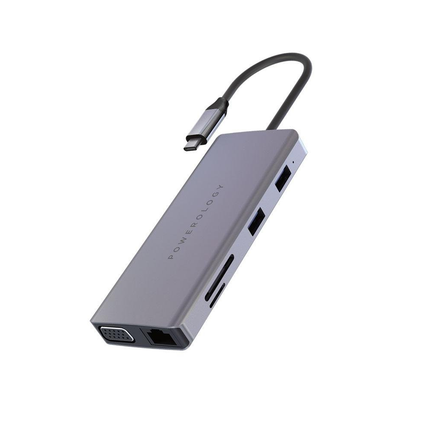 USB C Hub, 11 in 1 by Powerology (P11CHBGY) - Gray