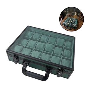 18 Slots Watch Organizer with Top Glass Window and Lock