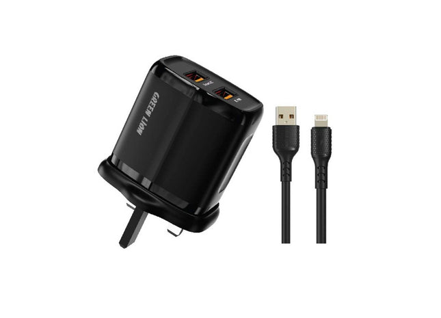 Green Lion 2USB 2.4A USB-lPH data cable 1m