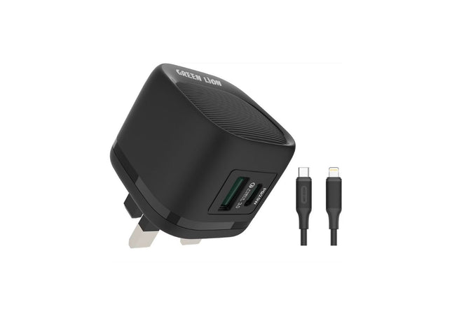 Green Lion PD 20W + QC Wall Charger With Type-C To Lightning Cable