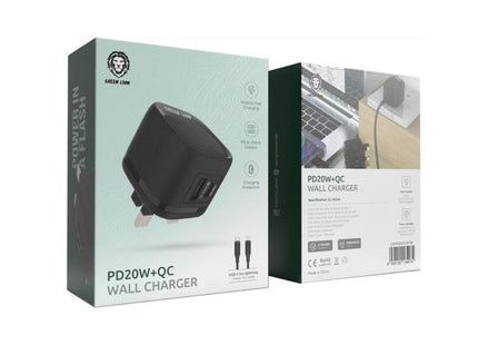 Green Lion PD 20W + QC Wall Charger With Type-C To Lightning Cable