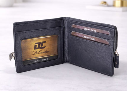 DeCardin Premium Zipper Bi-Fold Leather Wallet for Men