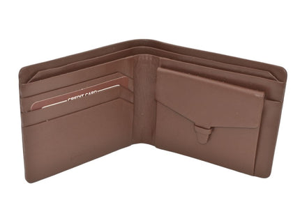 Zefani Genuine Leather Bi-Fold Wallet for Men with Coin Pouch