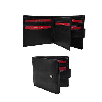 Leather Wallet with Secure Push Button