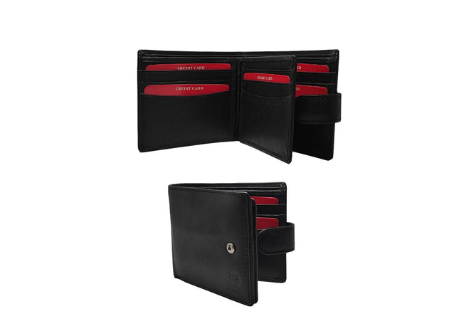 Leather Wallet with Secure Push Button