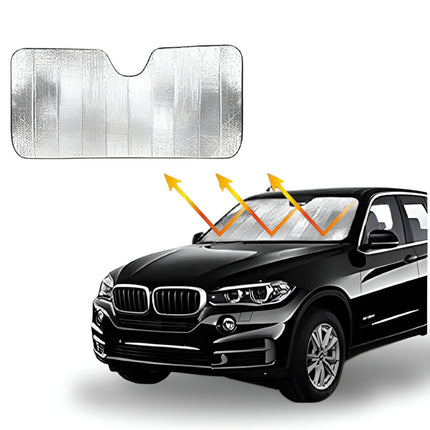 Metallic foldable reflective windshield sun shade