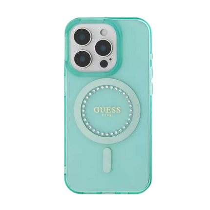 Guess Magsafe IML Hard Case With Rhinestones Design For iPhone 16 Pro Max 