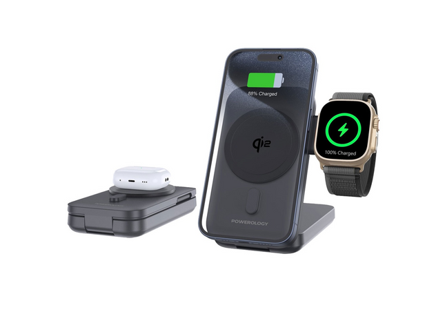 Powerology Qi2 15W MagSafe 3-in-1 Wireless Charging Power Bank