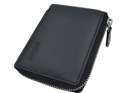 Zefani Premium Round Zip Bi-Fold Genuine Leather Wallet