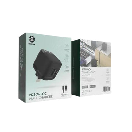 Green Lion PD 20W + QC Wall Charger With Type-C To Lightning Cable