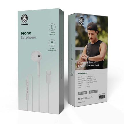 Green Lion Wired Mono Earphones with Type-C Connector