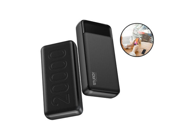 PAWA Sturdy  PD 20W Power Bank with Digital Display 20000mAh - Black
