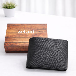Zefani Heritage Weave Genuine Leather Bi-Fold Wallet