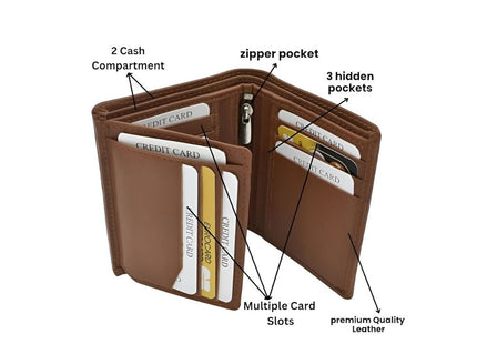 KRAZY KRAFT GT-009 Premium Vertical Leather Wallet