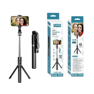 Plokama® LIVE K8 Multifunctional Selfie Stick Tripod with Bluetooth Remote-Black
