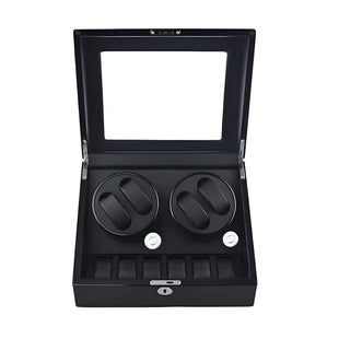 Luxury Dual Watch Winder Box with Storage Slots