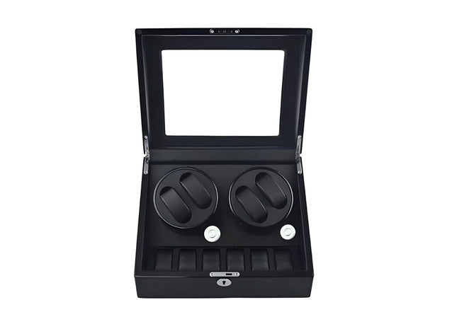 Luxury Dual Watch Winder Box with Storage Slots