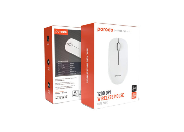 Porodo 2.4G Wireless and Bluetooth Rechargeable Mouse DPI 1200