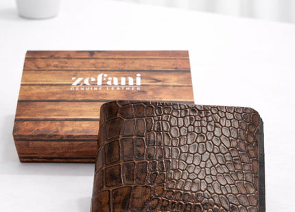 Zefani Genuine Leather Wallet – Crocodile Texture