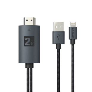 Porodo Braided 2K HDMI Lightning Cable 2M