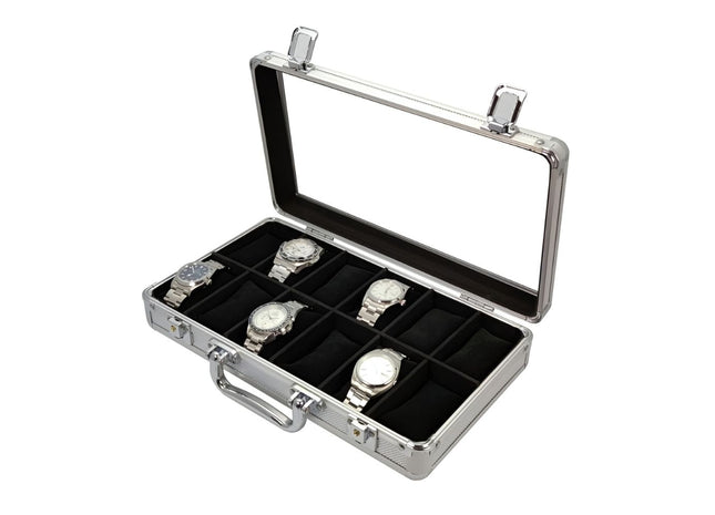 Aluminum Watch Storage Organizer Case – 12 Slots Luxury Watch Box