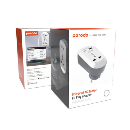 Porodo Universal AC Socket EU Plug Adapter