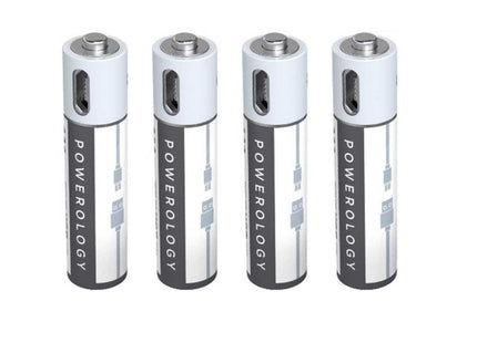 Powerology USB Rechargeable Lithium-ION AAA Battery 4pcs/pack