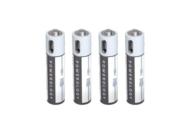 Powerology USB Rechargeable Lithium-ION AAA Battery 4pcs/pack