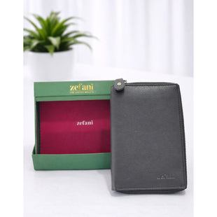 Zefani Genuine Leather Zip-Around Wallet for Men