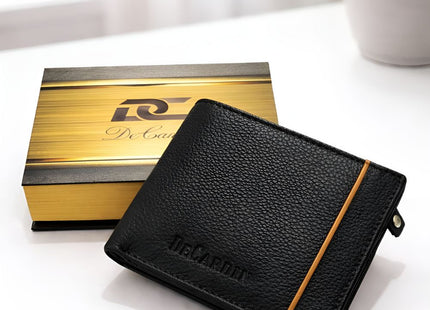 Men’s Leather Bi-Fold Wallet with Zipper Coin Pocket