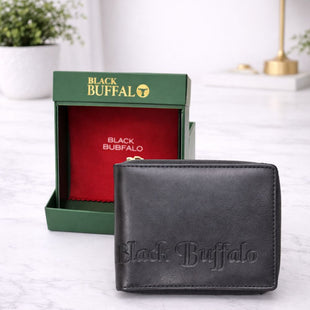 Black Buffalo Premium Genuine Leather Bi-Fold Wallet