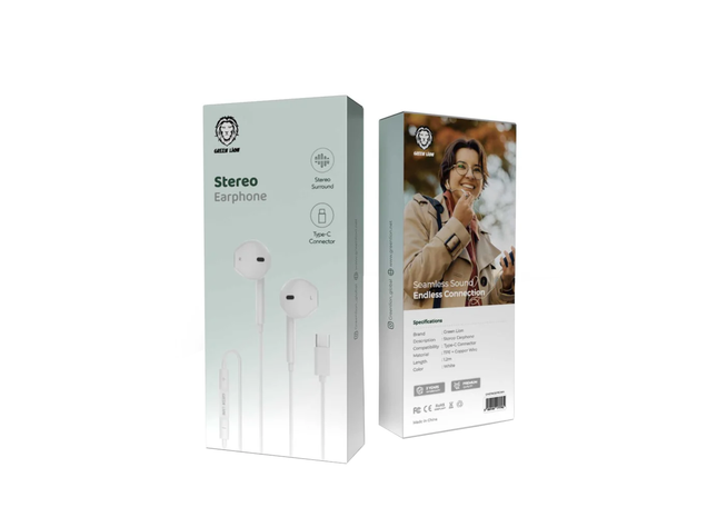 Green Lion Stereo Earphones with Type-C Connector