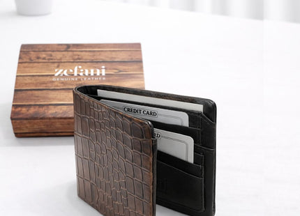 Zefani Genuine Leather Wallet – Crocodile Texture