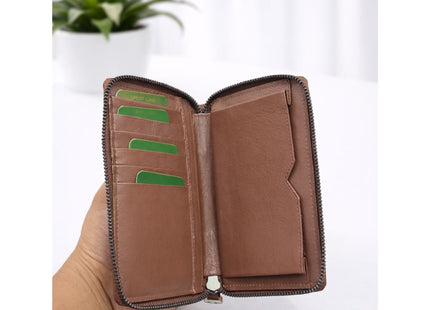 Zefani Genuine Leather Zip-Around Wallet for Men
