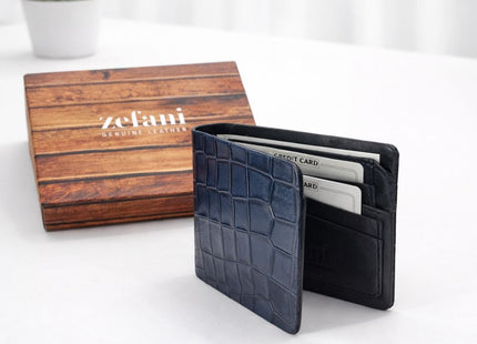 Zefani Genuine Leather Bifold Wallet – Croc Embossed