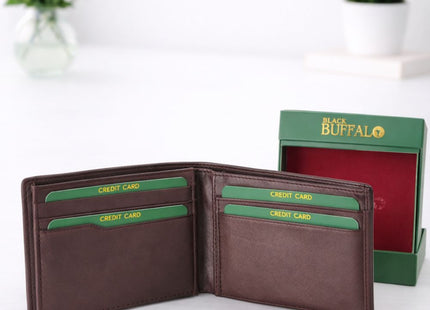 Black Buffalo Signature Genuine Leather Bi-Fold Wallet