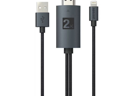 Porodo Braided 2K HDMI Lightning Cable 2M
