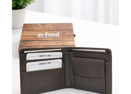 Zefani Heritage Weave Genuine Leather Bi-Fold Wallet