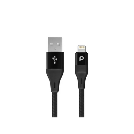 Porodo Aluminum Braided USB-A To Lightning Cable 1.2M 2.4A - Black