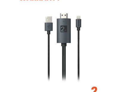 Porodo Braided 2K HDMI Lightning Cable 2M