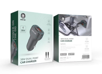 Green Lion 38W Dual Port Car Charger With USB-C To Lightning Cable 1M