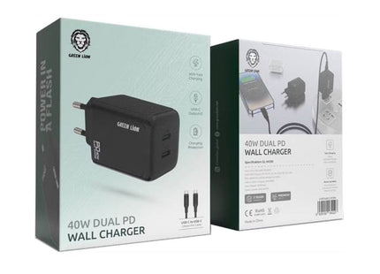 Green Lion 40W Dual PD Wall Charger With USB-C To USB-C Cable EU