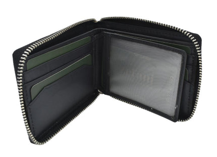Zefani Premium Round Zip Bi-Fold Genuine Leather Wallet