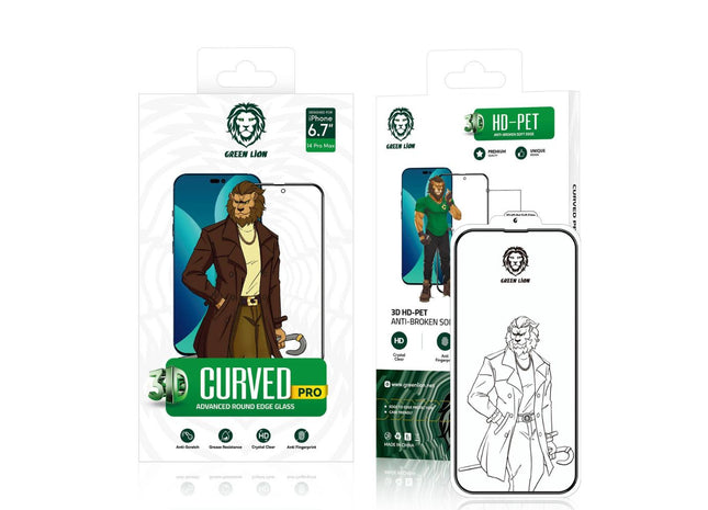 Green Lion 3D Curved Tempered Glass for iPhone 14 Pro Max - Clear