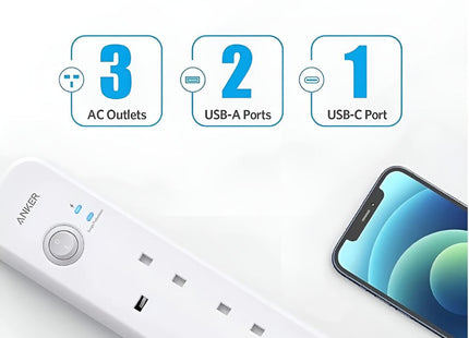 Anker Charger 3x Faster with USB‐C ‐ Power Extended 3 USB‐C Strip A9136K21