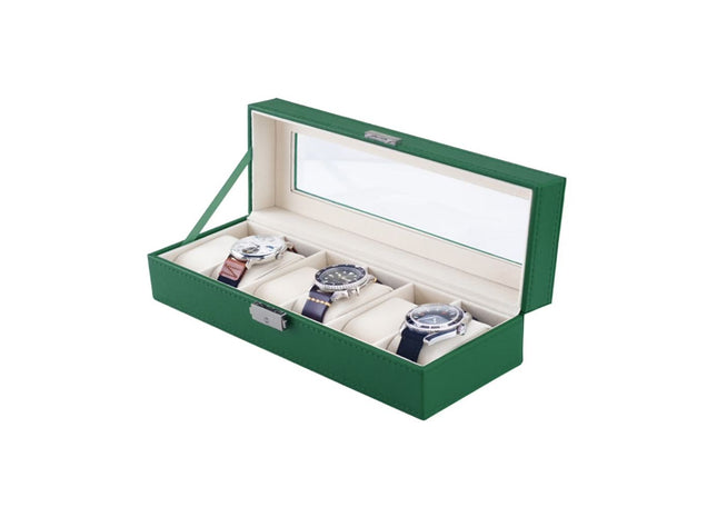 Green Lion Classic Watch Box 6 slots with Glass