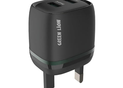 Green Lion Dual USB 12W Wall Charger With USB-A To Lightning Cable UK