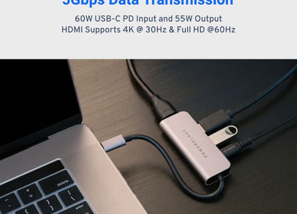 Powerology 4-in-1 USB-C Hub
