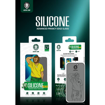 Green lion 3D Silicone Privacy Glass  Screen Protector for iPhone 14 Pro Max ( 6.7" )