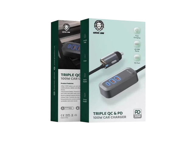Green Lion Triple QC & PD 100W Car Charger